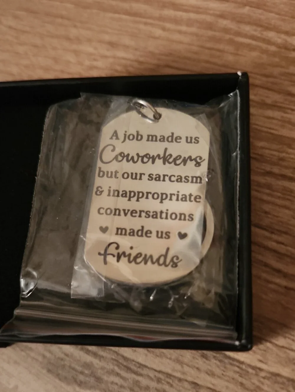 Coworkers to Friends Engraved Keychain with Coffee Cup Charm